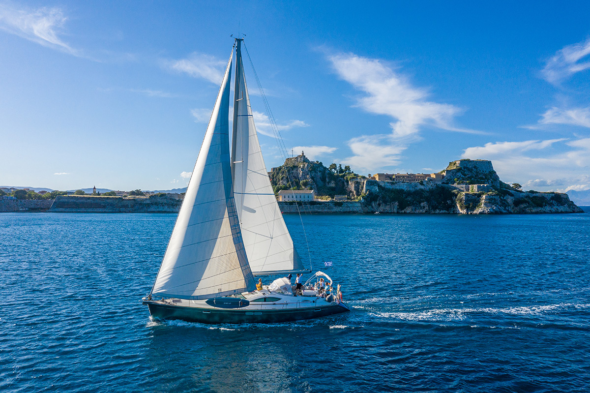S/Y Sun Odyssey 54DS Morpheus - Sailing near Corfu Old Fortress
